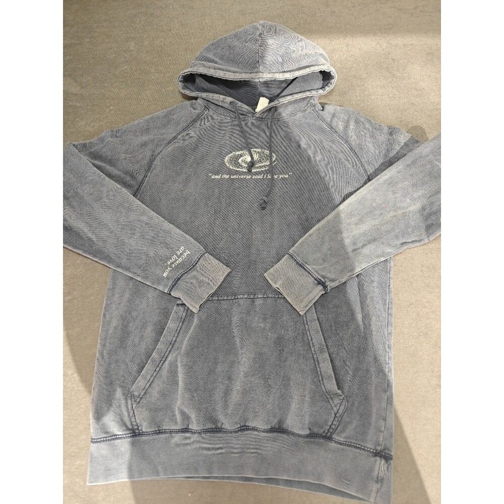 Lane Seven Unisex M Gray Acid Wash Galaxy Universe Love Graphic Hoodie